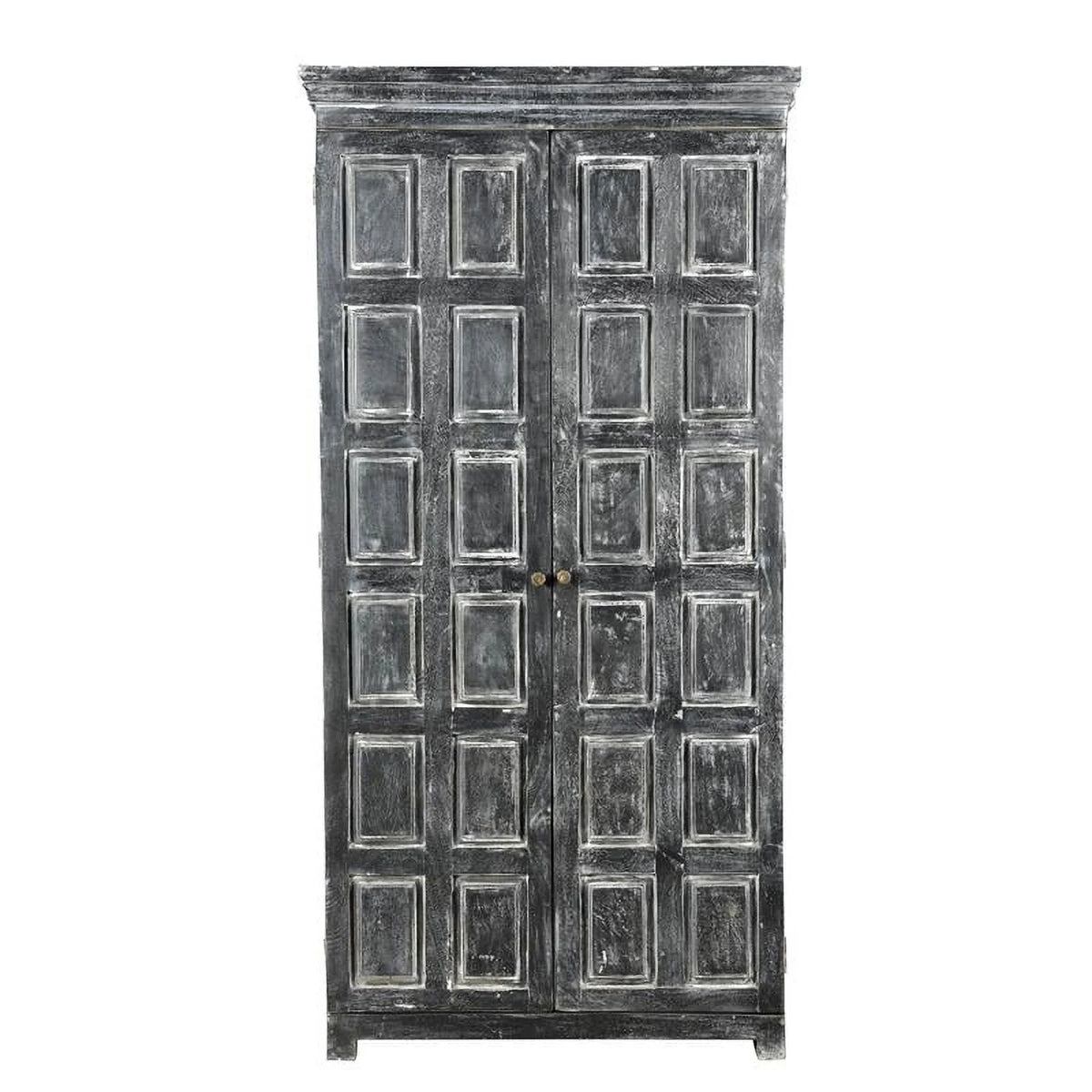 Solid Wood 2 Door Cabinet Distressed Gray V608952