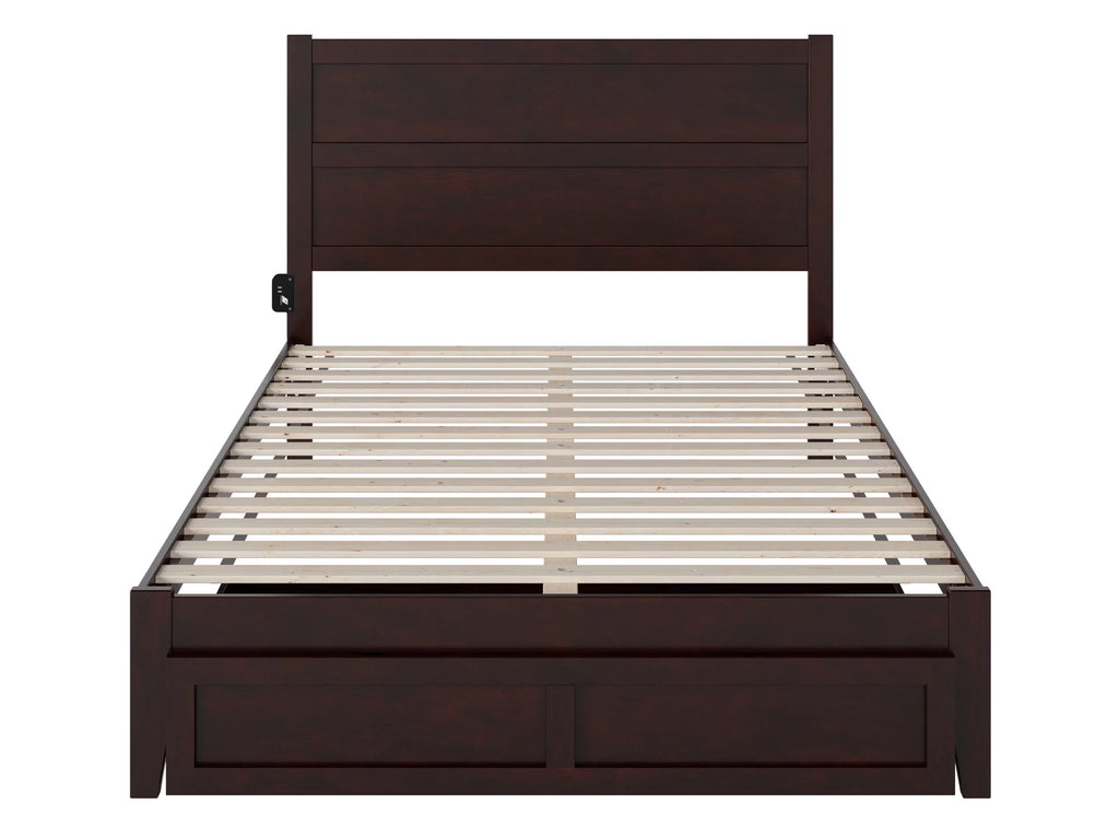 14" Queen Wood Platform Bed Frame with Foot Drawer Storage J5087