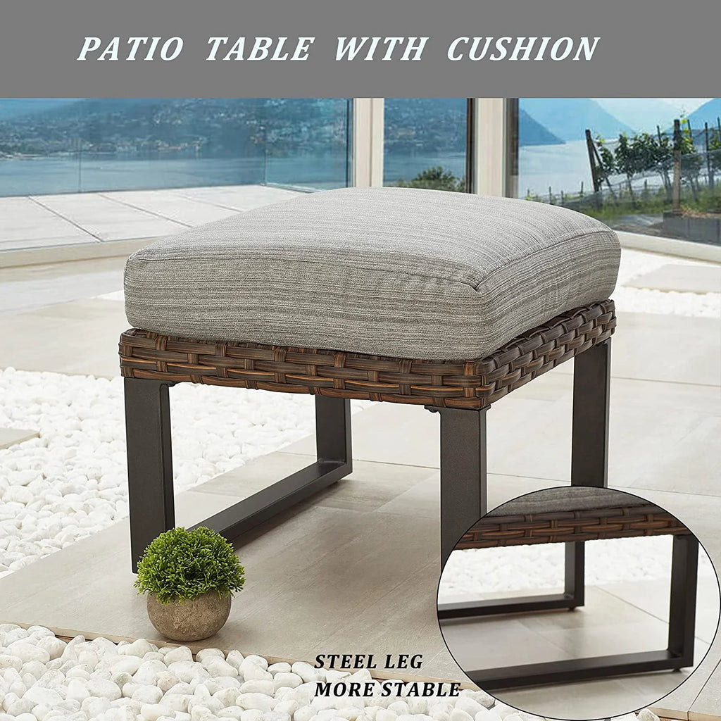 Wicker Outdoor Ottoman with Cushion U6334