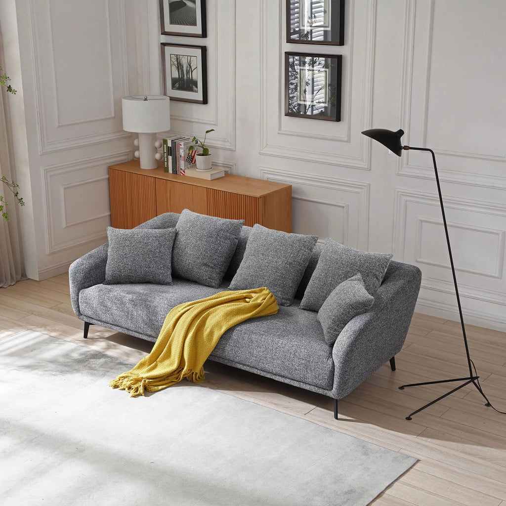 Dark Grey 3 Seater Fabric Sofa with 2 Pillows I431