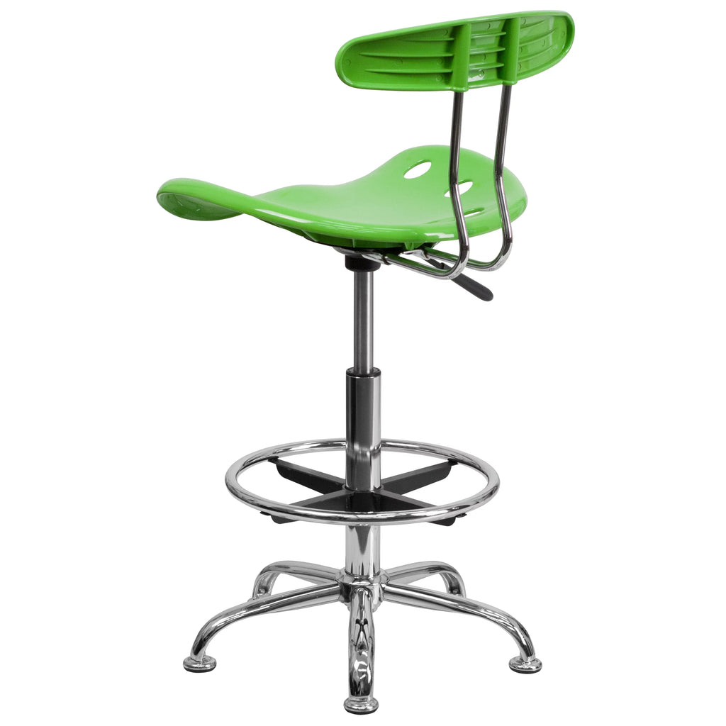 Apple Green and Chrome Drafting Stool with Tractor Seat T679428
