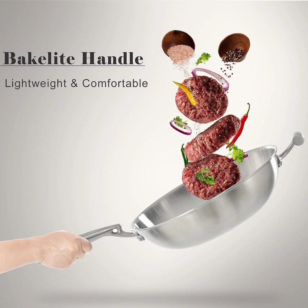 12.6 Inch Stainless Steel Wok Pan with Lid S140983
