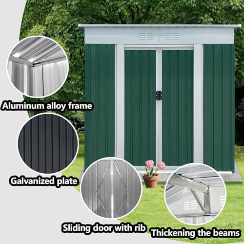 5x3 FT Metal Outdoor Storage Shed with Lockable Sliding Door Q24835
