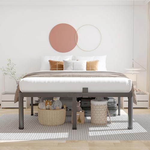 14 inch Full Size Bed Frame with Headboard Heavy Duty Steel Slats D112292