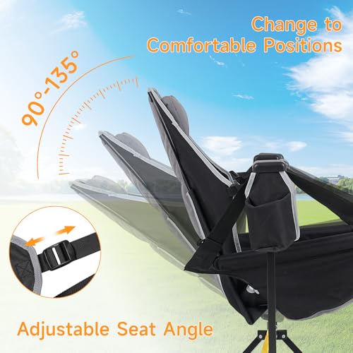 Black Oversized Hammock Camping Chair with Cup Holder C44253