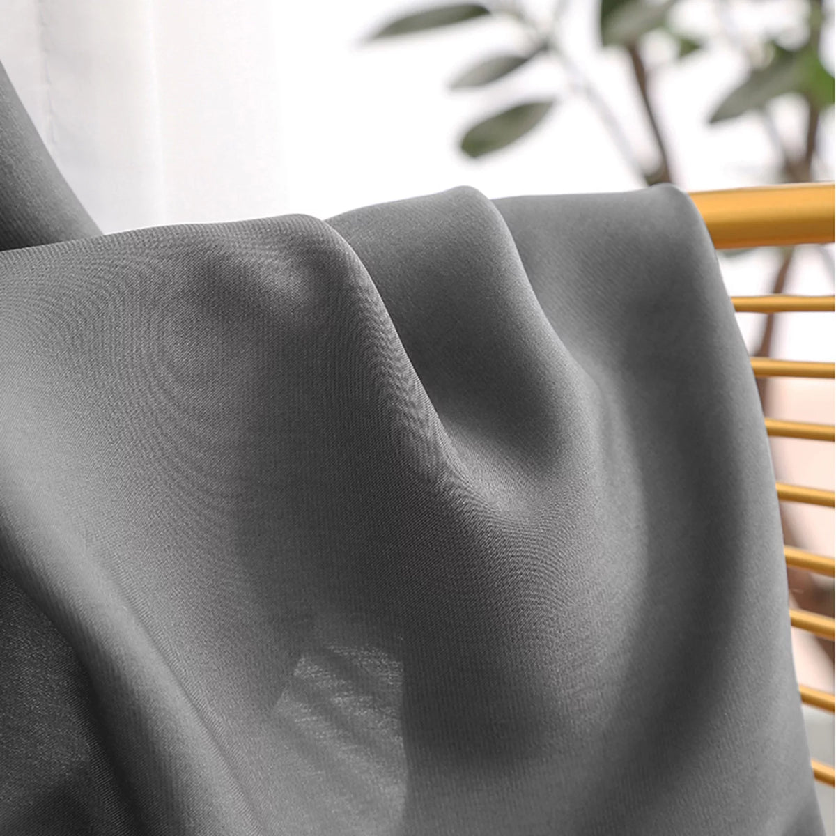 2PCS Solid Color Polyester Grommet Light Filtering Curtains I460