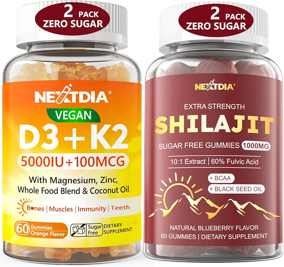 Vegan Vitamin D3 5000IU + K2 Gummies + Shilajit Gummies N1193