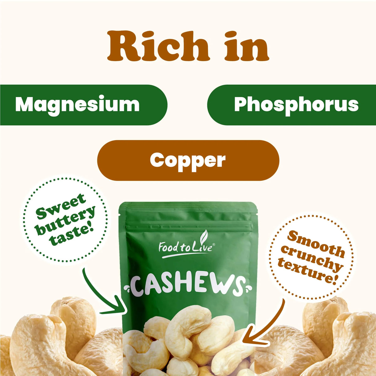 Whole Cashews W320 8 Pounds Raw K85203