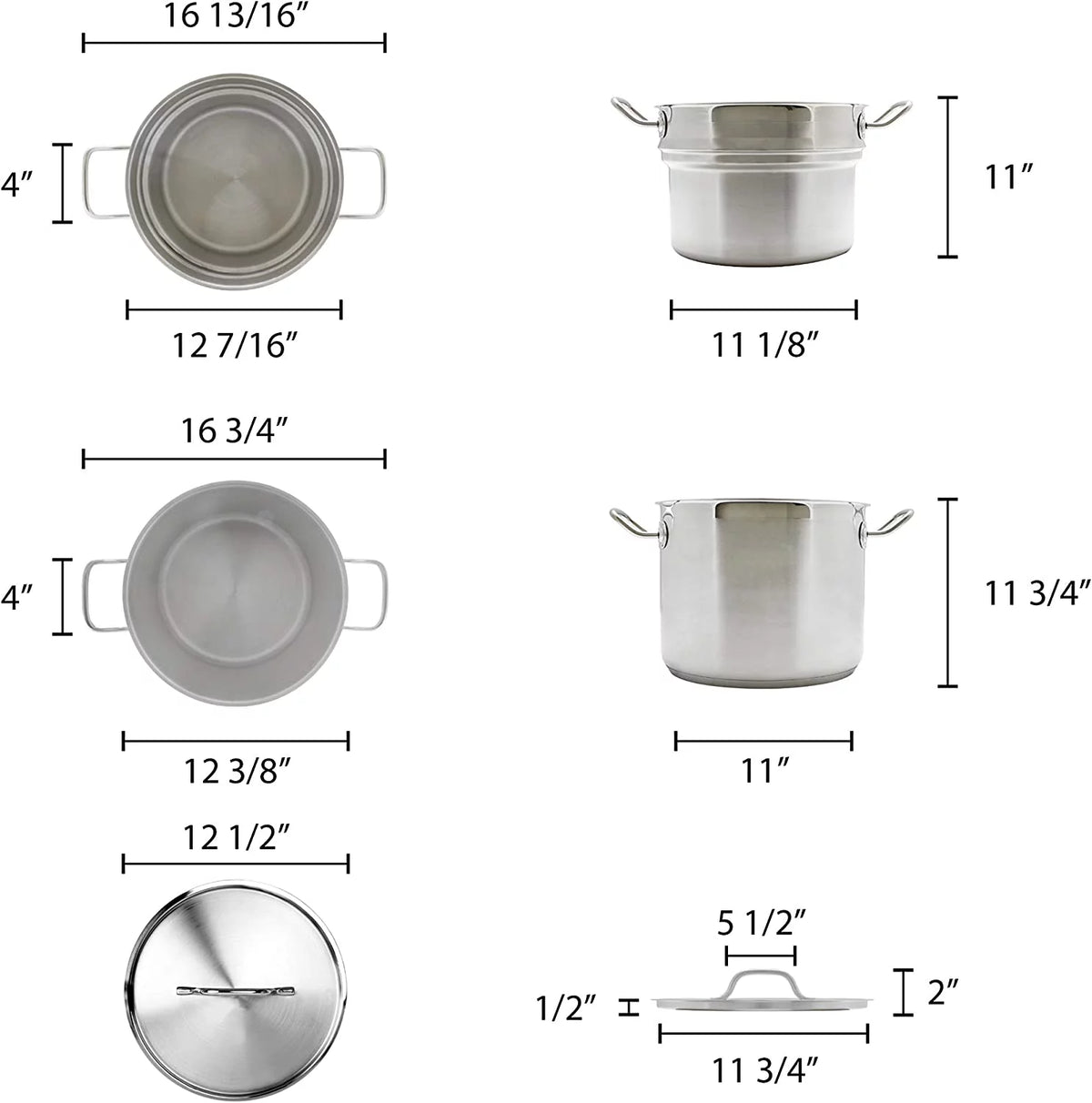 20 quart 18/8 Stainless Steel Double Boiler 3 Pcs Set S890200