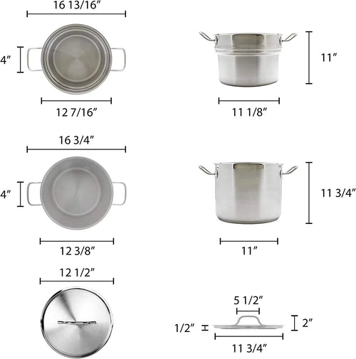 20 quart 18/8 Stainless Steel Double Boiler 3 Pcs Set S890200