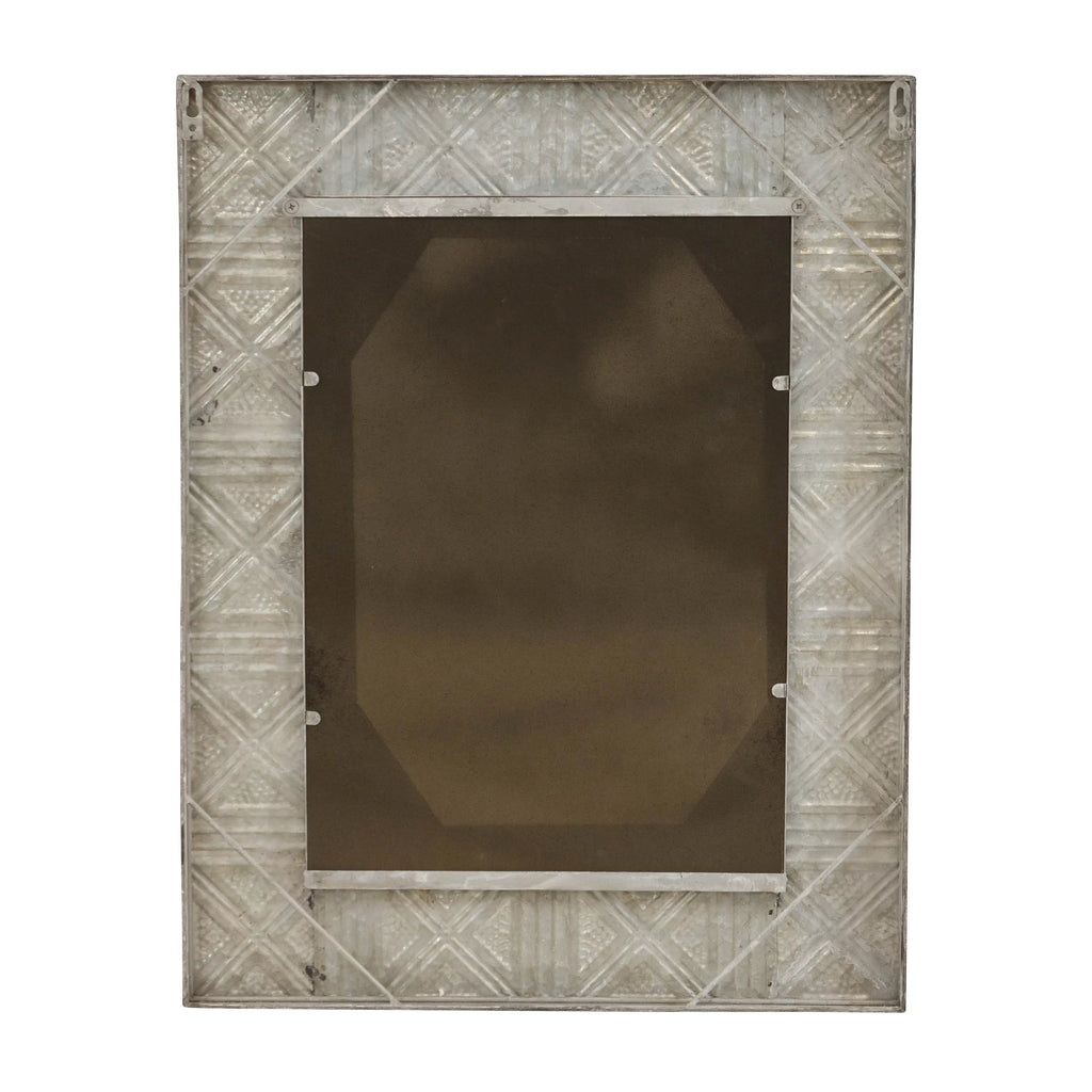 Distressed Metal Wall Mirror with Embossed Frame N360