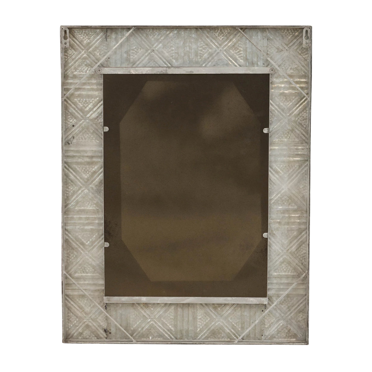 Distressed Metal Wall Mirror with Embossed Frame N360