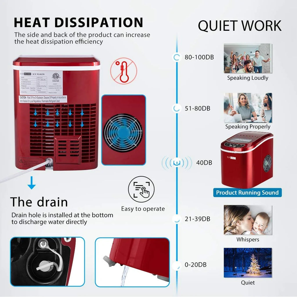 Countertop Self-Cleaning Portable Ice Maker Machine 26Lbs/24H with Ice Scoop O77296