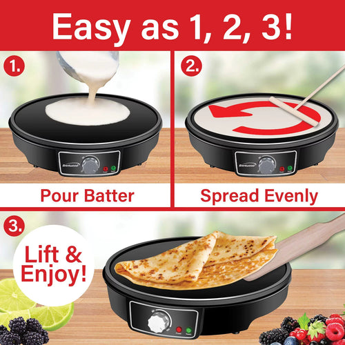 12-In. 1,000-Watt Electric NonStick Crepe Pancake Maker and Griddle K95239