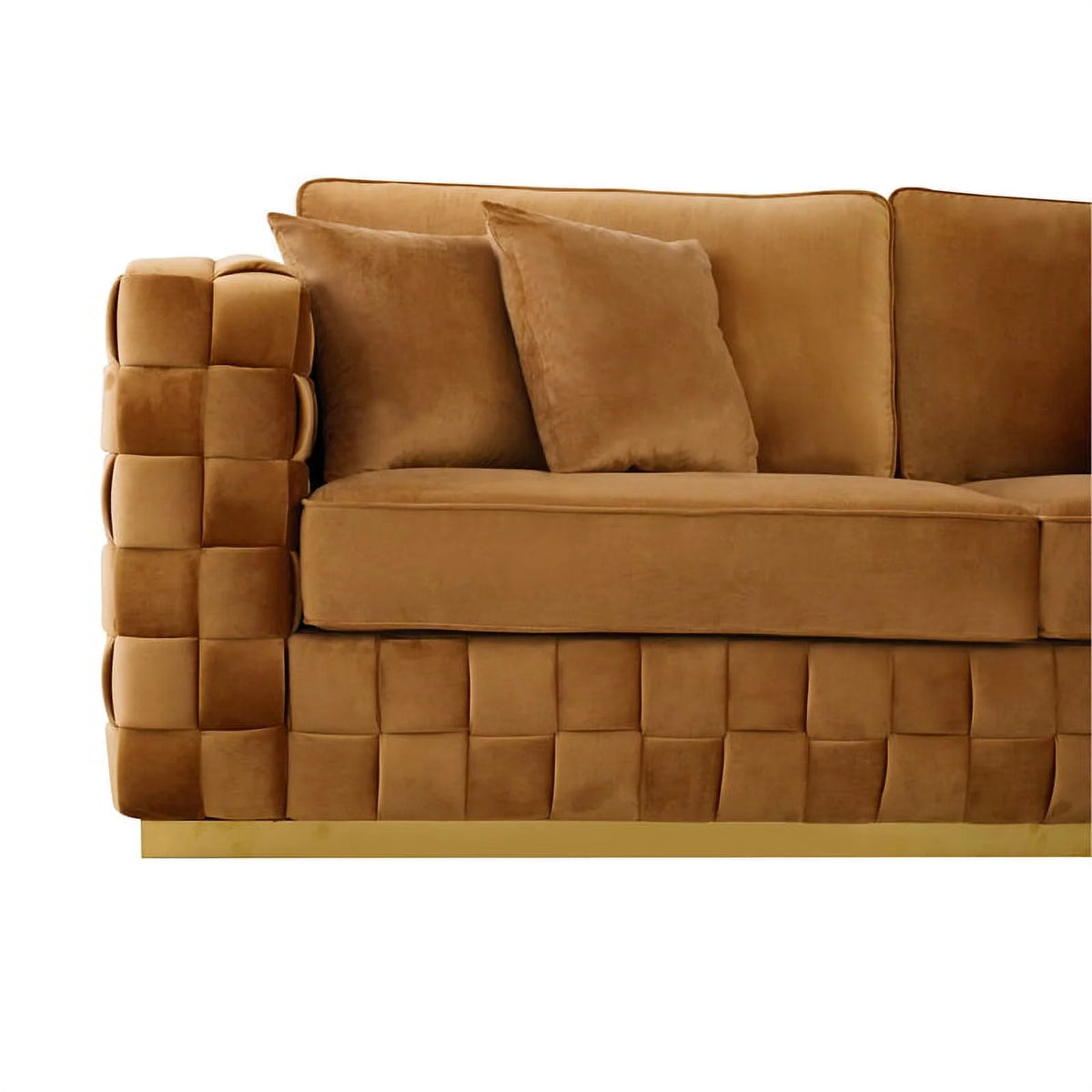 Mid Century Modern Velvet Couch in Orange M634