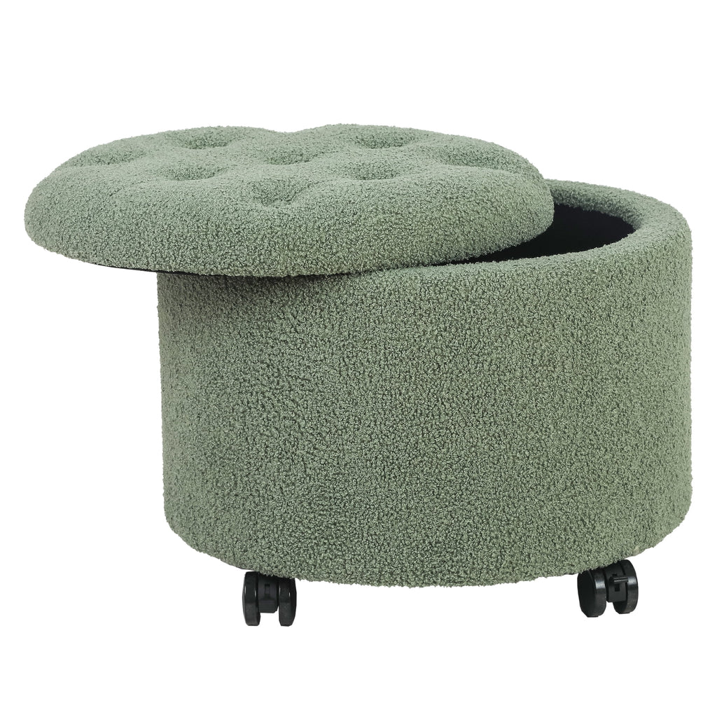 Velvet Tufted Round Storage Ottoman J5039
