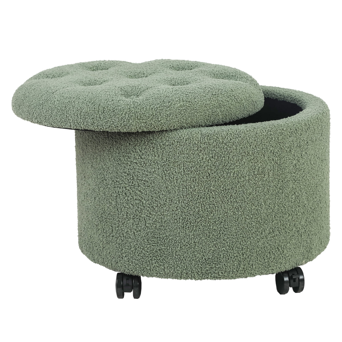 Velvet Tufted Round Storage Ottoman J5039