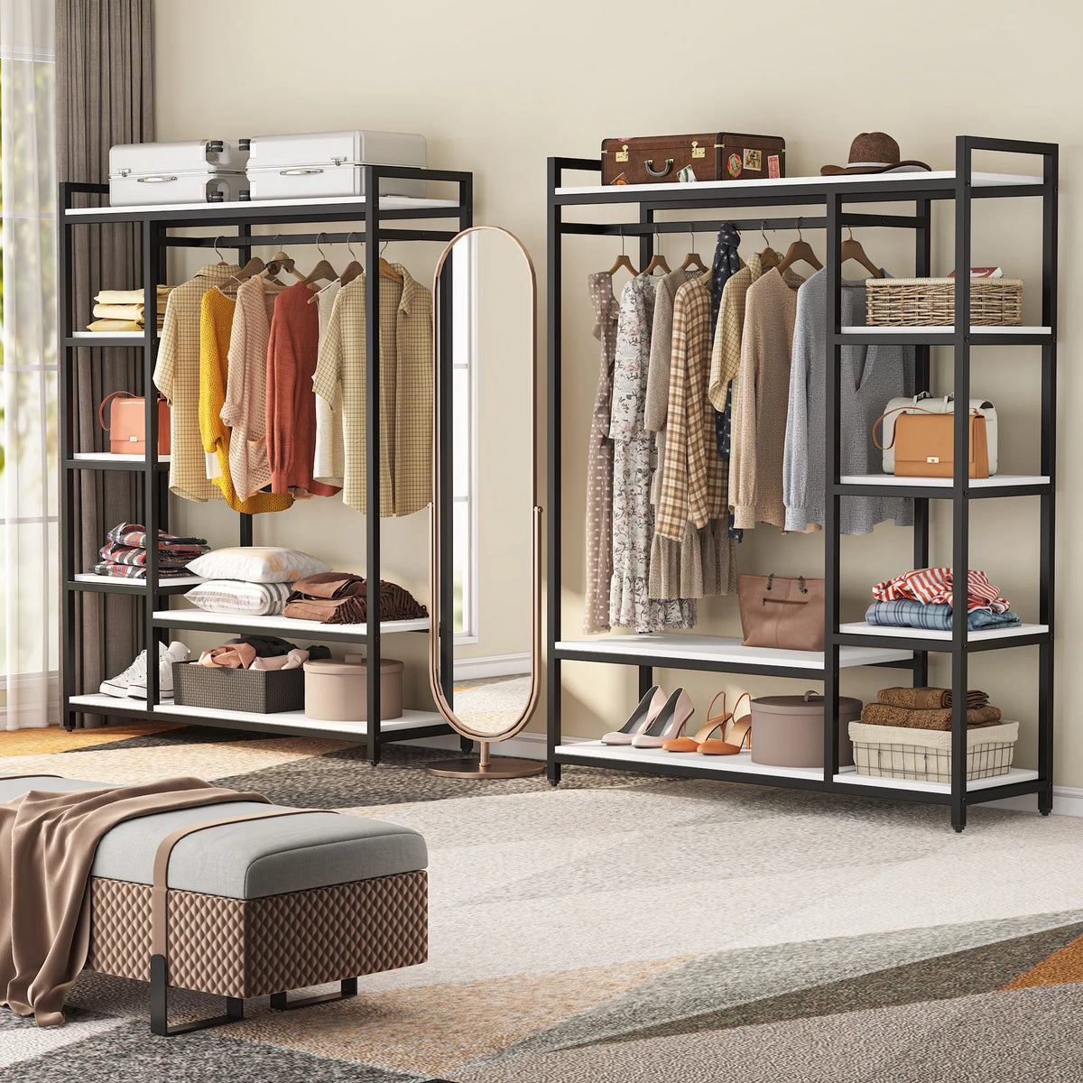 47 inches Clothing Garment Rack with Storage Shelf Q829225