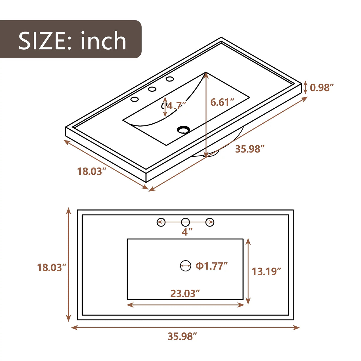 36" Bathroom Vanity with Sink, Undermount Storage Cabinet Set, Gray E2615