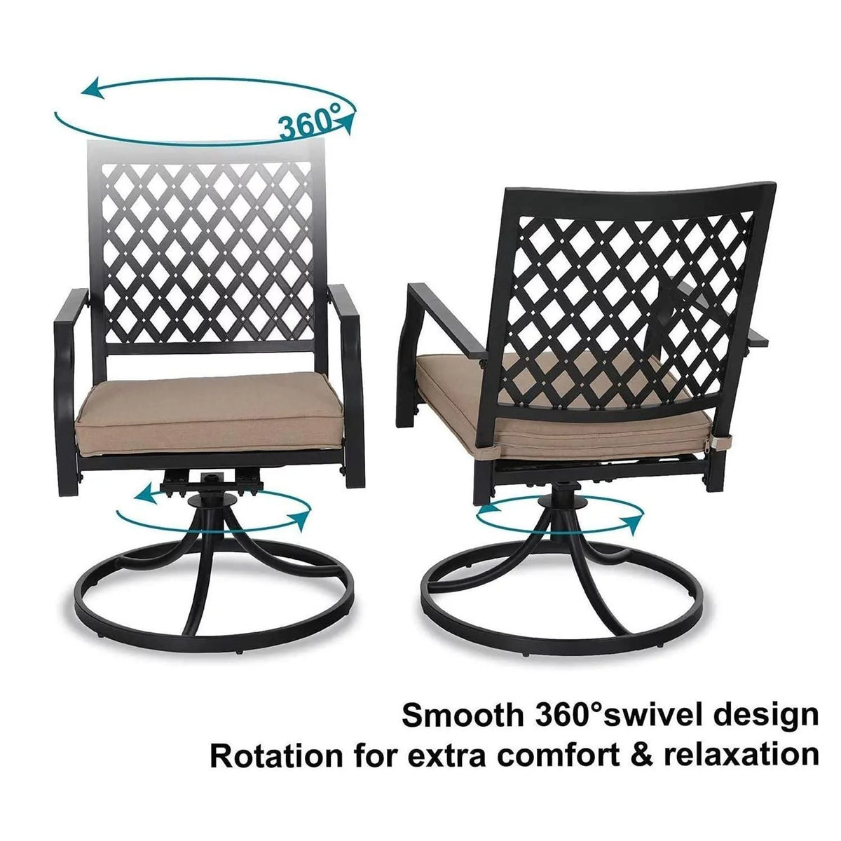 7 Piece Outdoor Patio Dining Set Swivel Chairs and Table H753