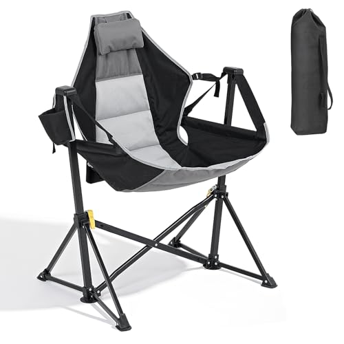 Black Oversized Hammock Camping Chair with Cup Holder C44253