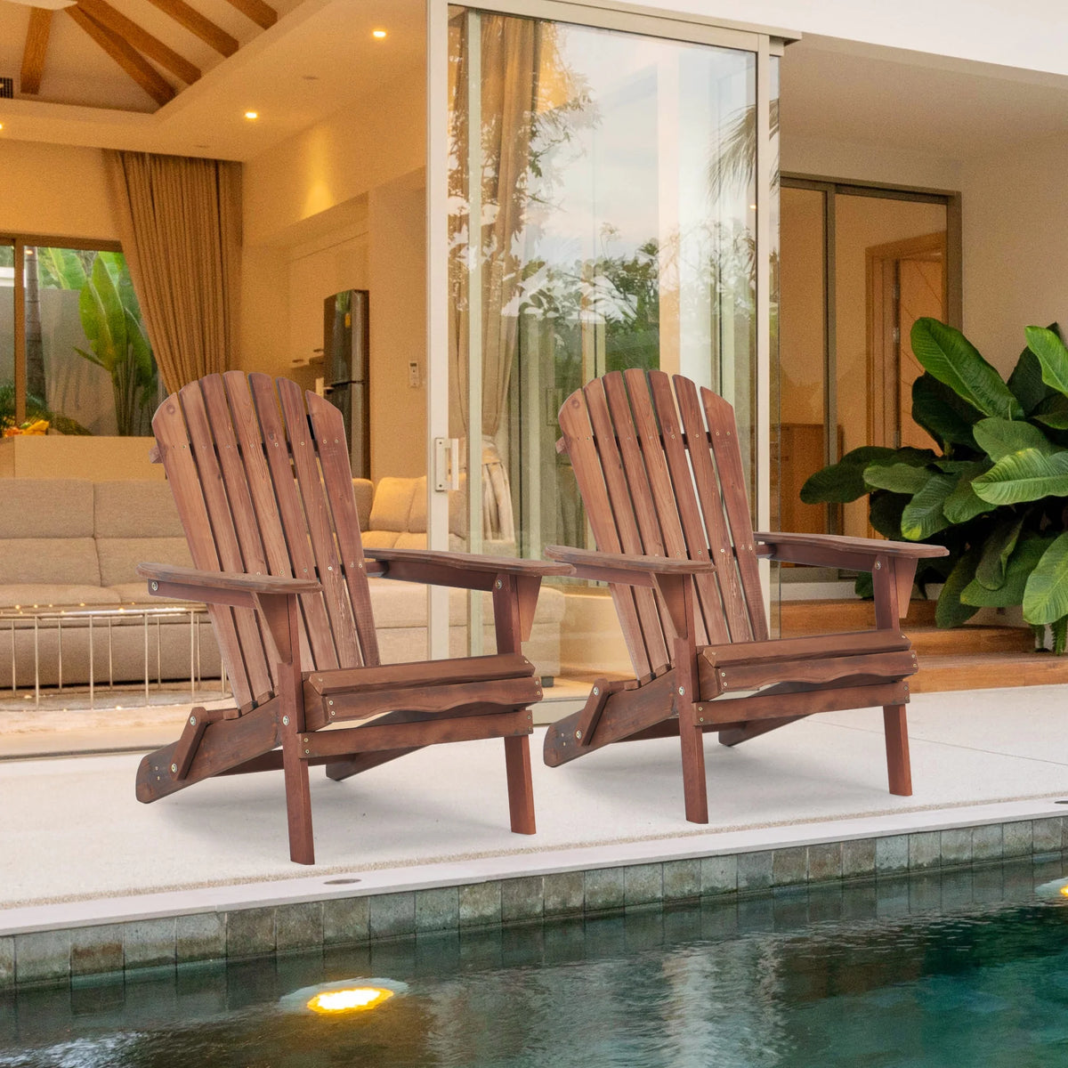 Wooden Outdoor Folding Adirondack Chair Set of 2 F9691