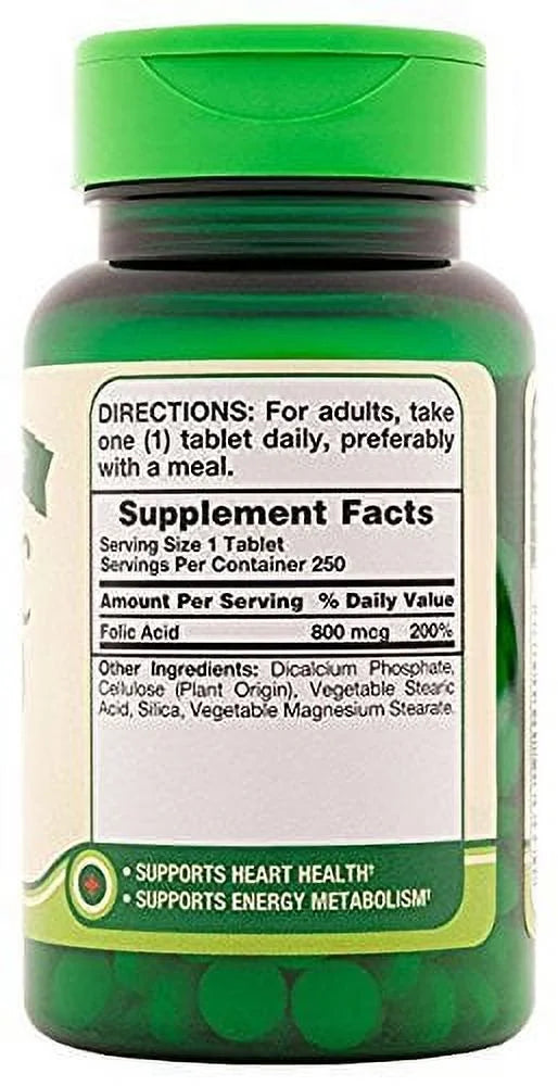 Vitamin B-9 Folic Acid 800 mcg 250 Tablets 6-Pack P780236