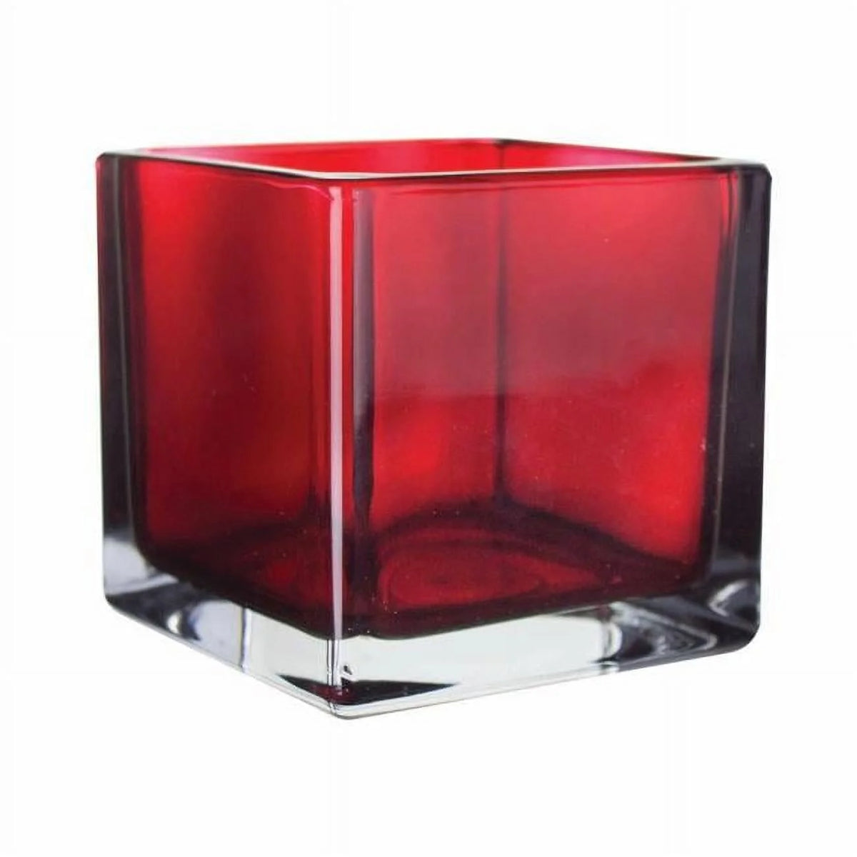 Ruby Red Cube Glass Vase Set of 4 T7125