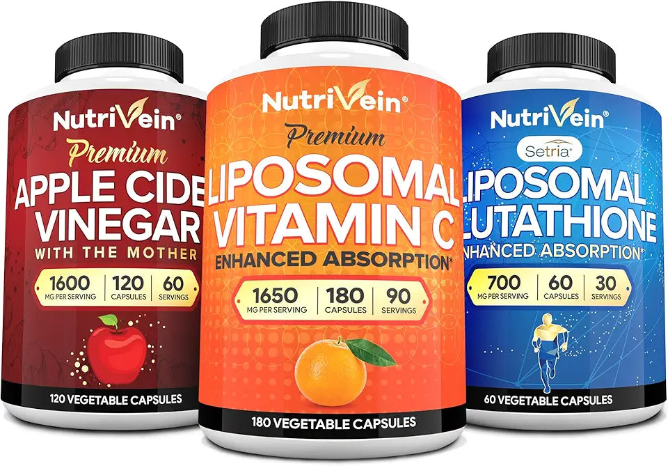 Glutathione, Apple Cider Vinegar & Vitamin C Capsules Bundle J127470