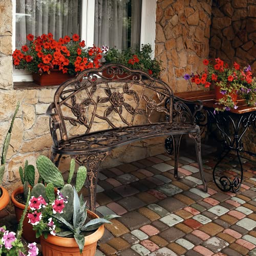 38.5" Metal Rose Bench E545058