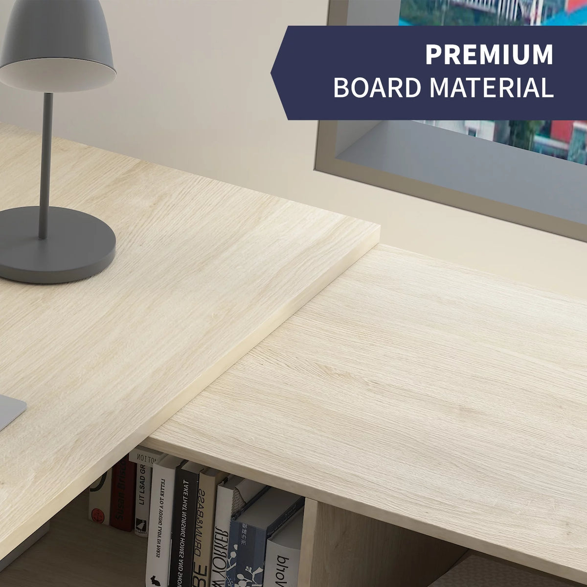 L Shape Desk with Reversible Storage Shelves R241