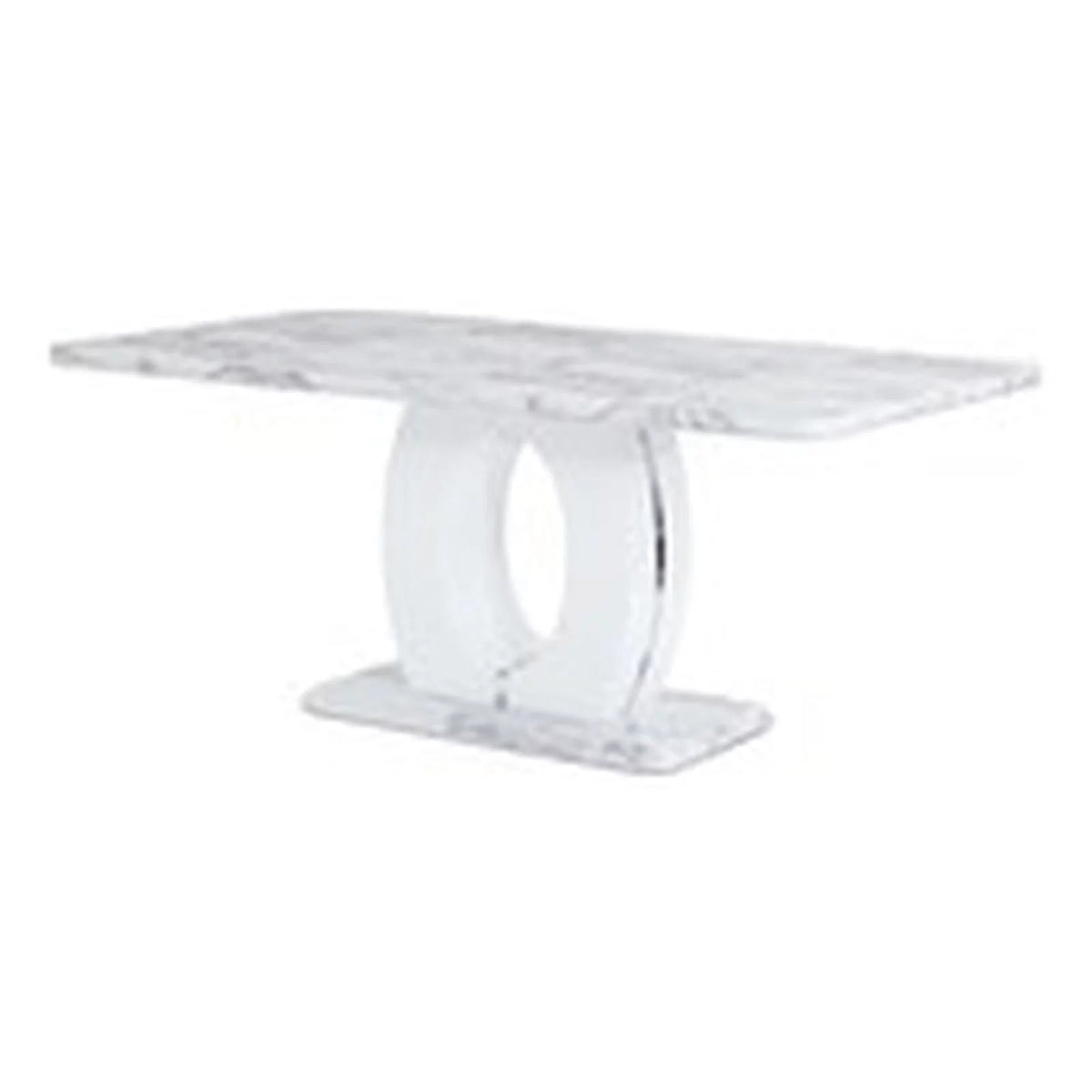 White Faux Marble Pedestal Base Dining Table S65602