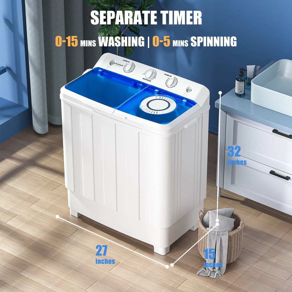 Portable 28lbs Twin Tub Compact Semi-Automatic Washer Spinner Combo Z636