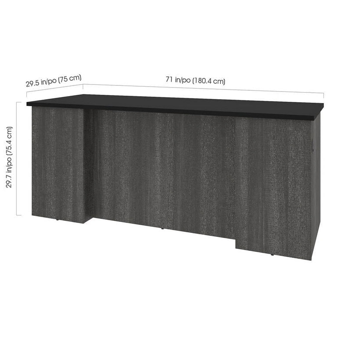 71" Desk Shell in Black and Bark Gray V44639