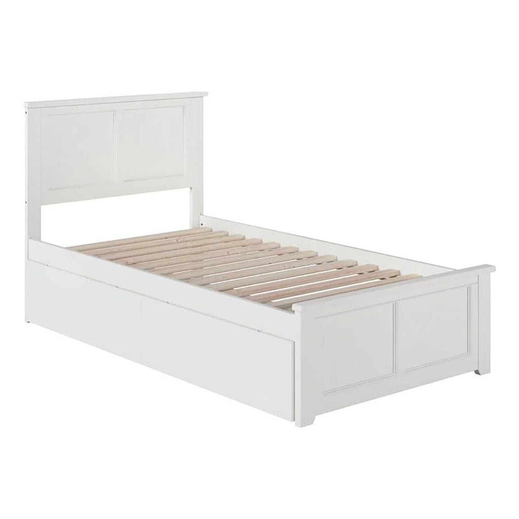 White Solid Wood Twin XL Storage Platform Bed M47605