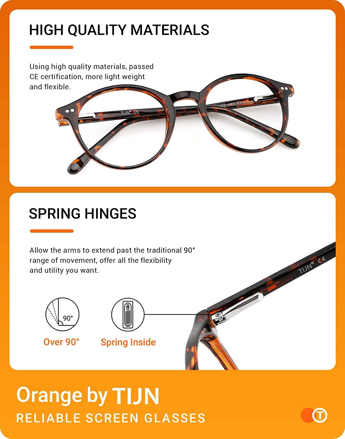 Blue Light Blocking Glasses Thick Round Rim Frame Eyeglasses K510