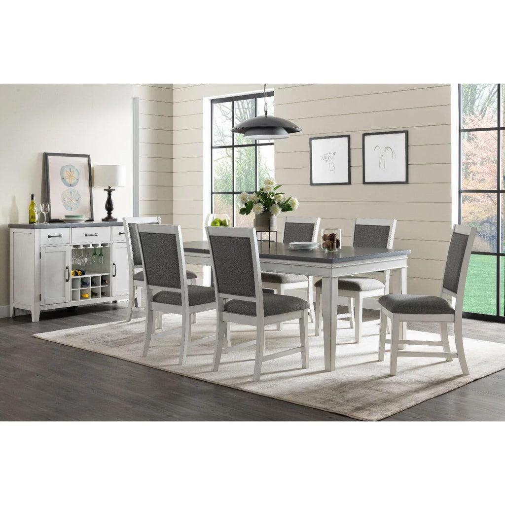 78" Dining Table with Leaf White and Grey S131