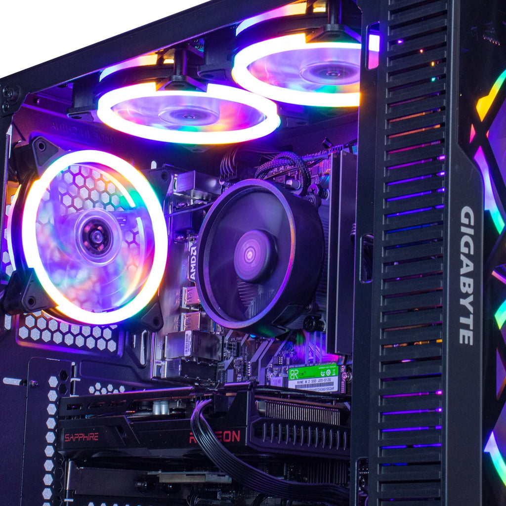 Gaming PC Desktop Computer, Ryzen 5 4500, RX6600, 16GB DDR4, 500GB NVME SSD J935