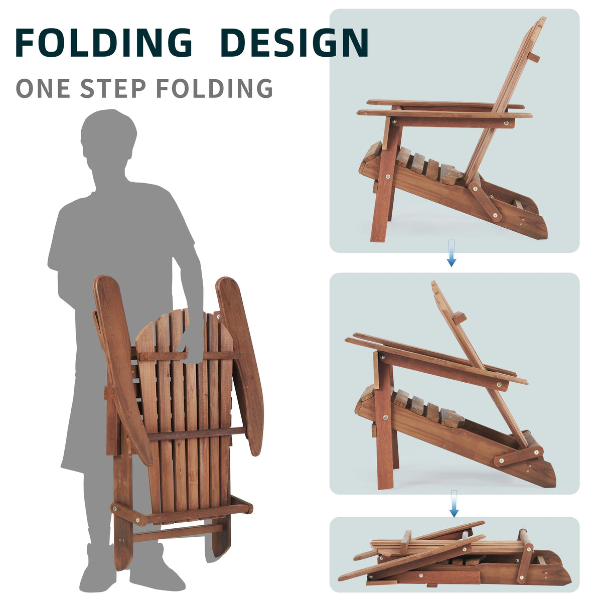 Wooden Outdoor Folding Adirondack Chair Set of 2 F9691