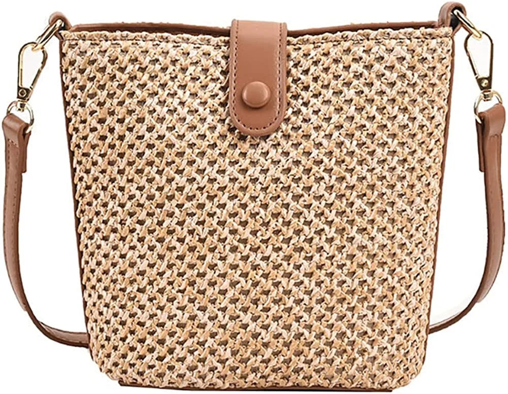 Straw Beach Bag Handwoven Crossbody Bag V1532