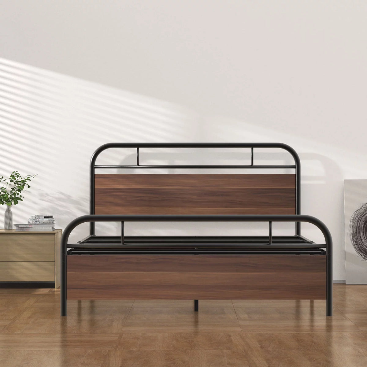Metal Platform Bed Frame with Headboard and Footboard V4435