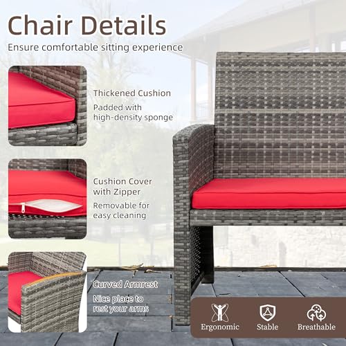 4 Piece Wicker Patio Furniture Set with Cushions F133
