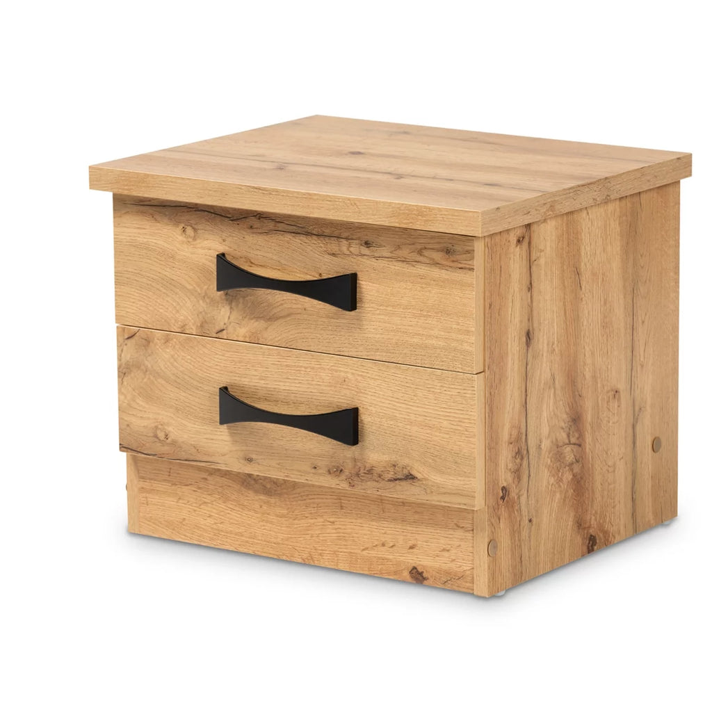 Oak Brown Wood 2-Drawer Nightstand I6892