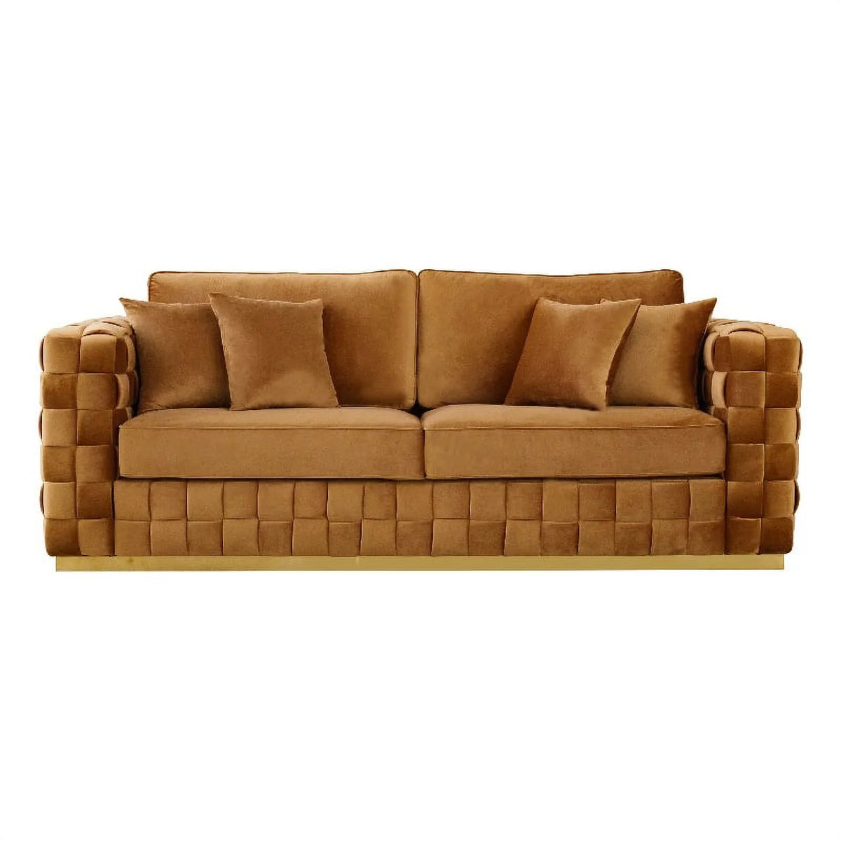 Mid Century Modern Velvet Couch in Orange M634
