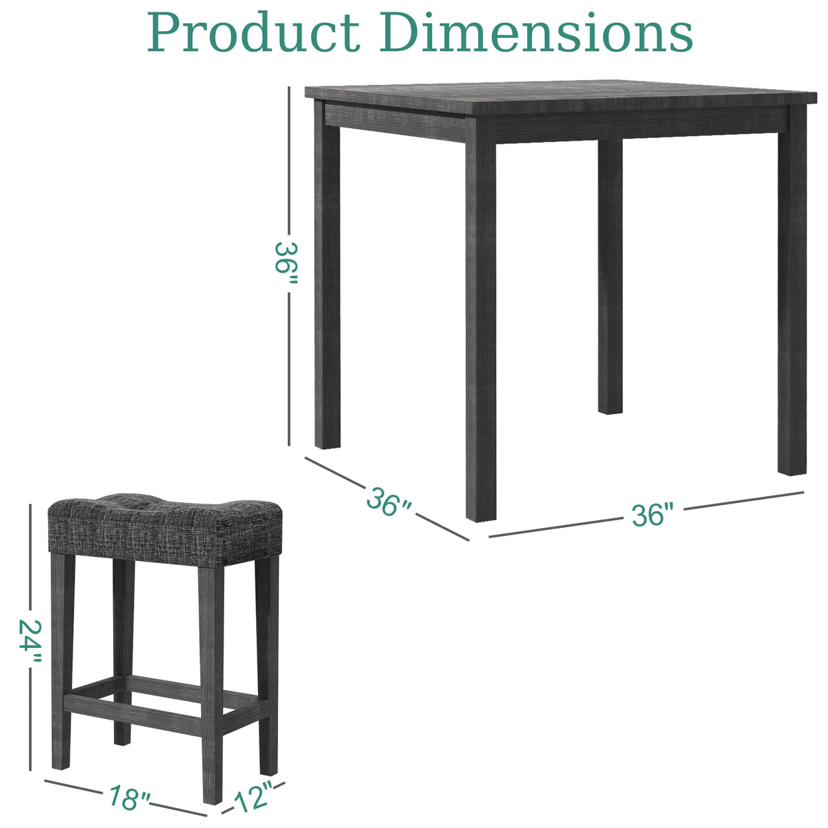 Counter Height Dining Table Set of 5 Gray O9068