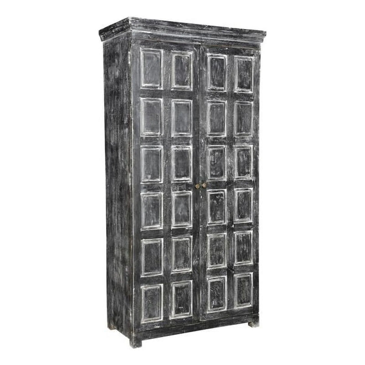 Solid Wood 2 Door Cabinet Distressed Gray V608952