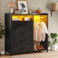 Black 4 Drawer Dresser with Clothing Rack A4456