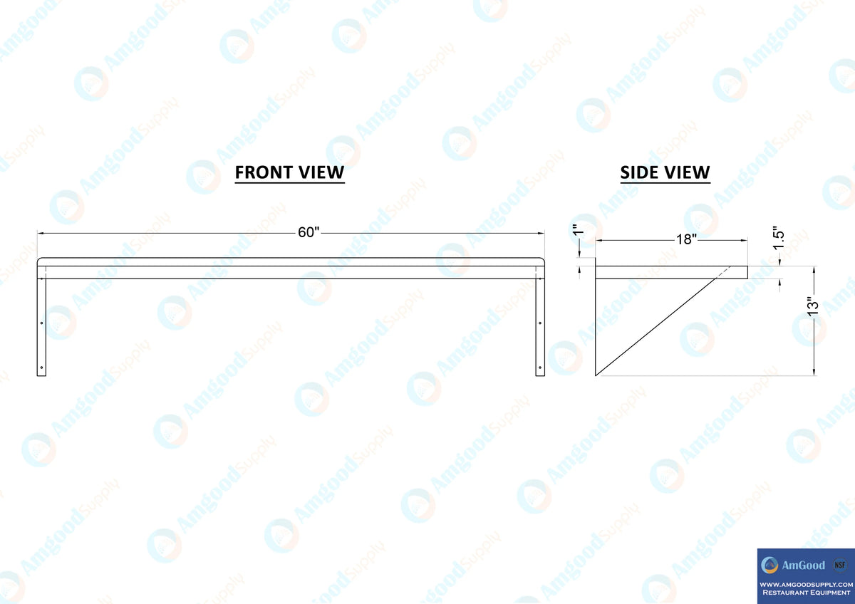 18" x 60" Stainless Steel Wall Shelf I16389