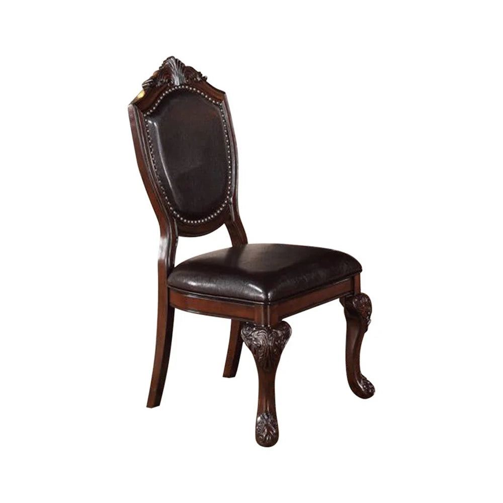 Rubber Wood Dining Chair with Faux Leather Upholstery Set of 2 X81189