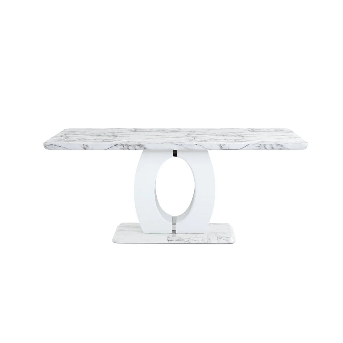 White Faux Marble Pedestal Base Dining Table S65602